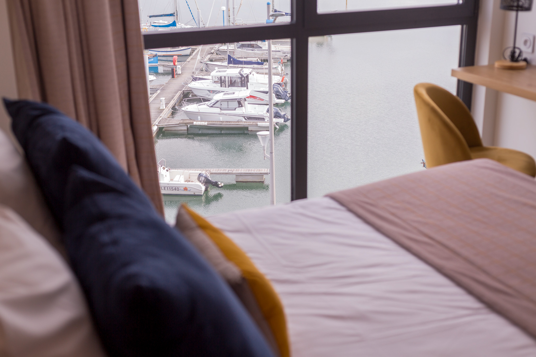 View of the port from the comfort room with sea view at Nautica Hôtel Perros-Guirec